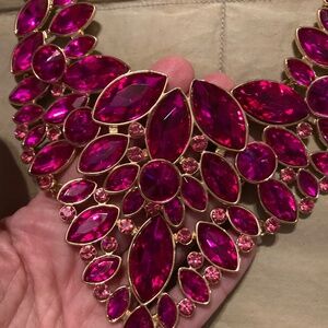 Fuchsia Crystal Beaded Collar Necklace PERFECT FOR THE HOLIDAYS!